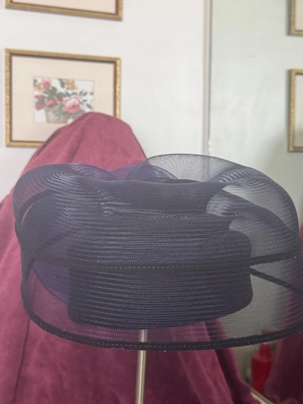 Sylvia New York vintage pillbox ladies navy hat